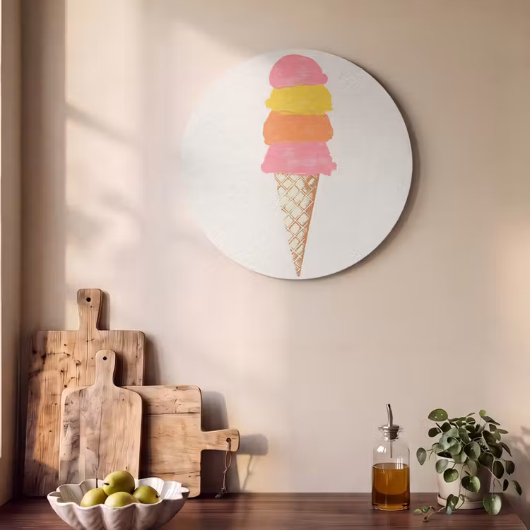 Schepijs - Hoorntje - Illustratie - Minimalistisch Akoestische PET Vilt - Rond klein -sfeer2