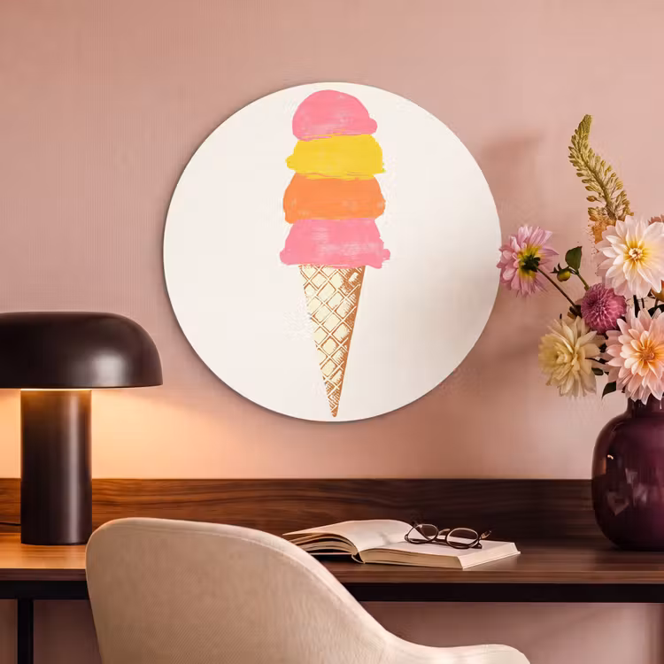 Schepijs - Hoorntje - Illustratie - Minimalistisch Akoestische PET Vilt - Rond klein -sfeer3