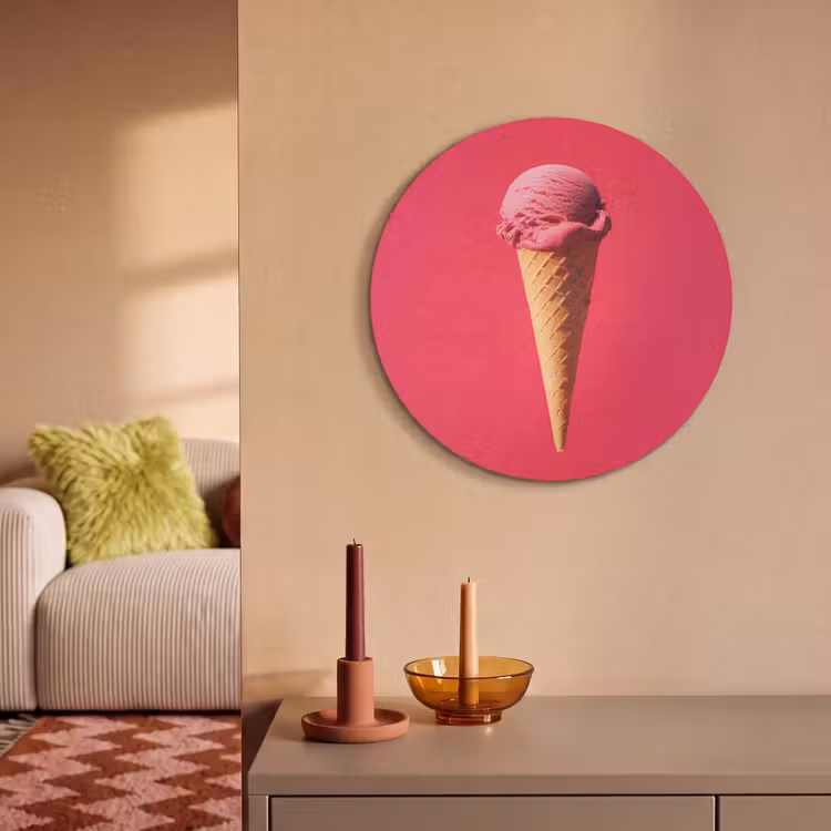Schepijs - Roze - Hoorntje Akoestische PET Vilt - Rond klein -sfeer1