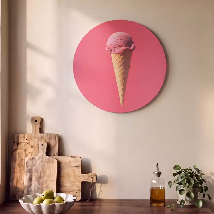 Schepijs - Roze - Hoorntje Akoestische PET Vilt - Rond klein -sfeer2
