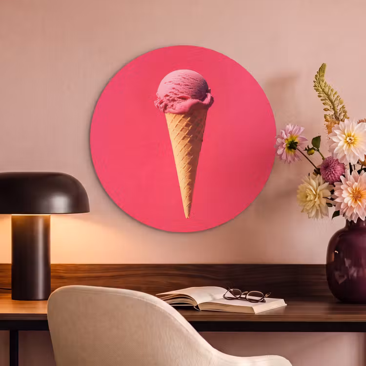 Schepijs - Roze - Hoorntje Akoestische PET Vilt - Rond klein -sfeer3