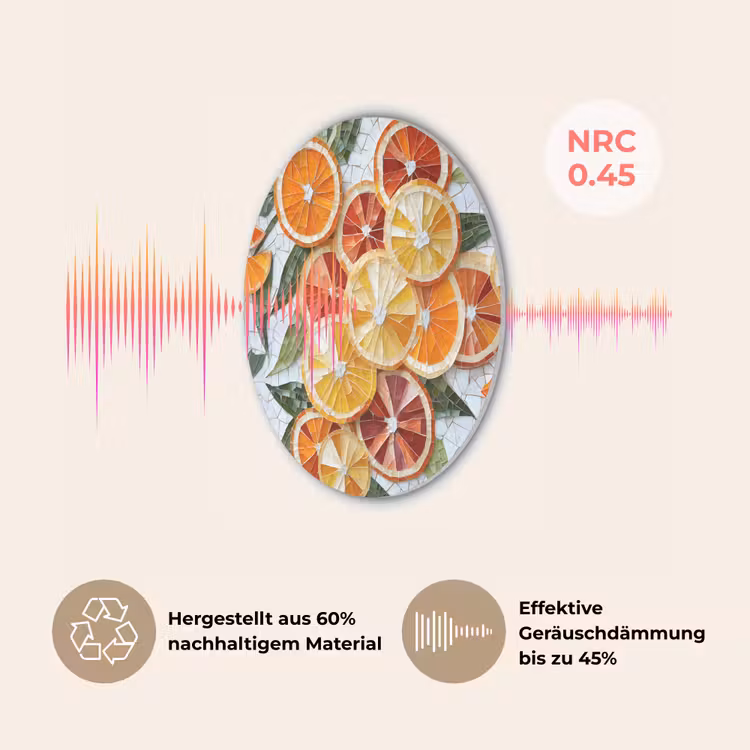 Schijfjes - Fruit - Oranje - Mozaïek Akoestische PET Vilt - Rond klein -USP_DE