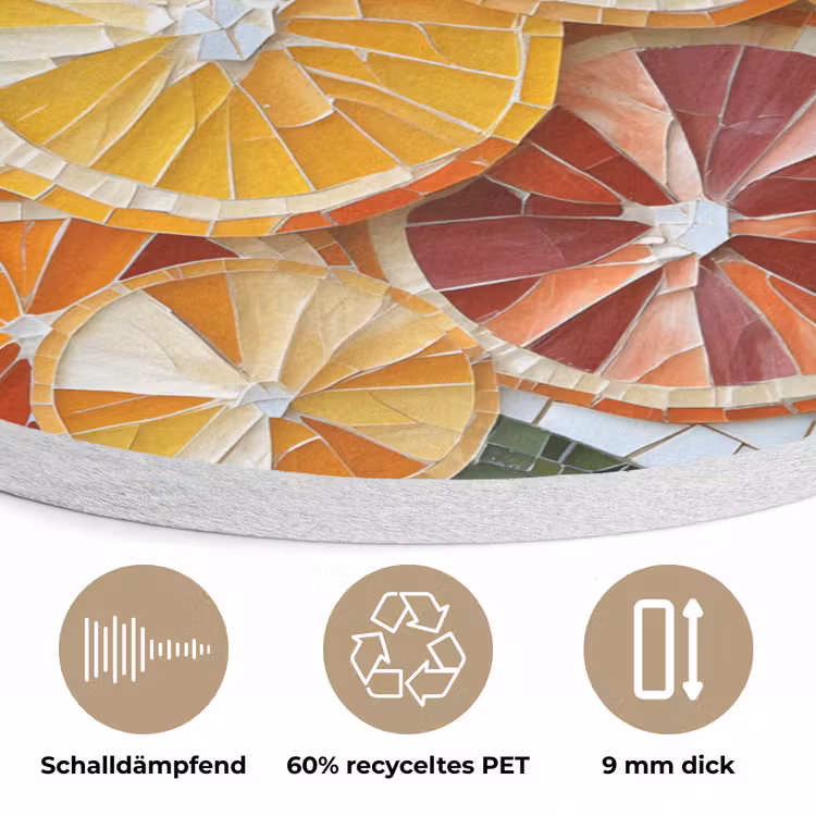 Schijfjes - Fruit - Oranje - Mozaïek Akoestische PET Vilt - Rond klein -closeup_DE