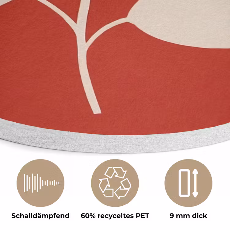 Silhouet - Bladeren - Tak Akoestische PET Vilt - Rond klein -closeup_DE
