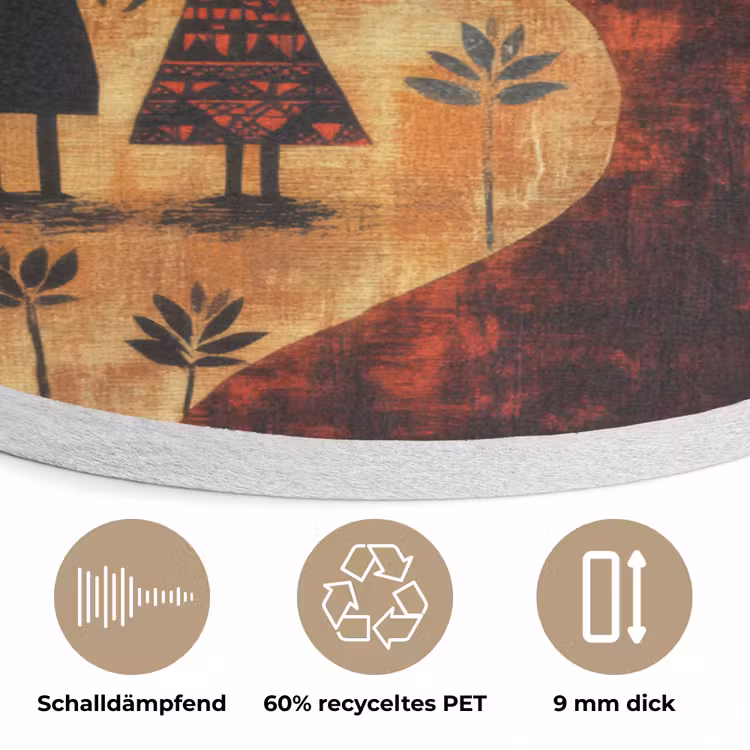 Silhouetten - Abstract - Zon - Maan Akoestische PET Vilt - Rond klein -closeup_DE