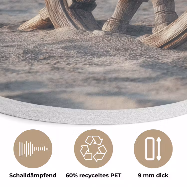 Scheepsstuur - Hout - Bruin - Zand Akoestische PET Vilt - Rond klein -closeup_DE