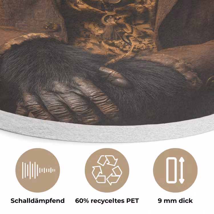Chimpansee - Stoel - Pak - Bruin Akoestische PET Vilt - Rond klein -closeup_DE