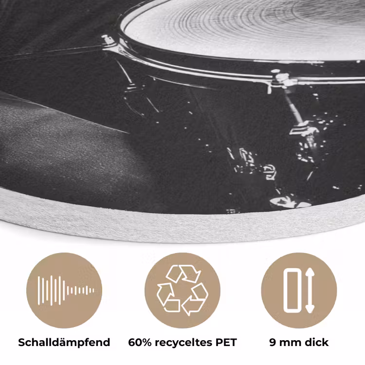 Drummer - Zwart - Drumstel Akoestische PET Vilt - Rond klein -closeup_DE