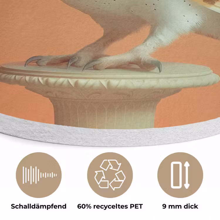 Kerkuil - Koksmuts - Oranje - Vogel Akoestische PET Vilt - Rond klein -closeup_DE