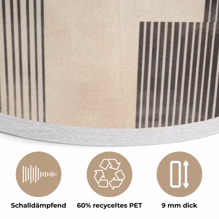 Boog - Strepen - Minimalistisch - Zwart Akoestische PET Vilt - Rond klein -closeup_DE