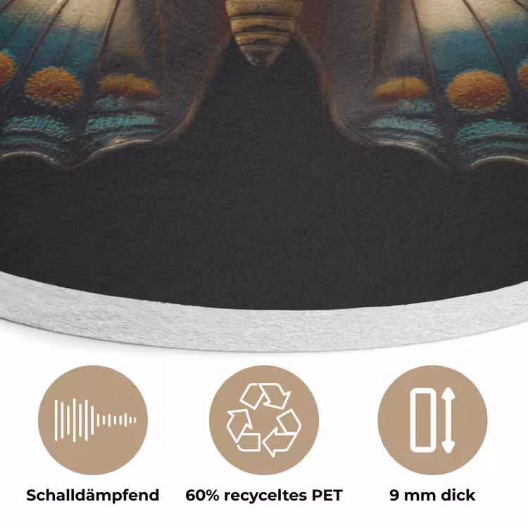 Vlinder - Kleurrijk - mozaïekachtig Akoestische PET Vilt - Rond klein -closeup_DE