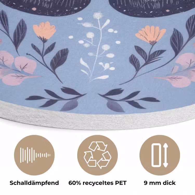 Vlinder - Vleugels - Stippen - Bloemen Akoestische PET Vilt - Rond klein -closeup_DE
