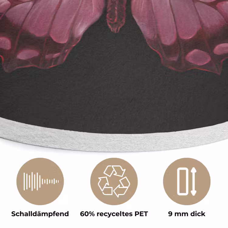 Vlinder - Fuchsia - Grafisch Akoestische PET Vilt - Rond klein -closeup_DE