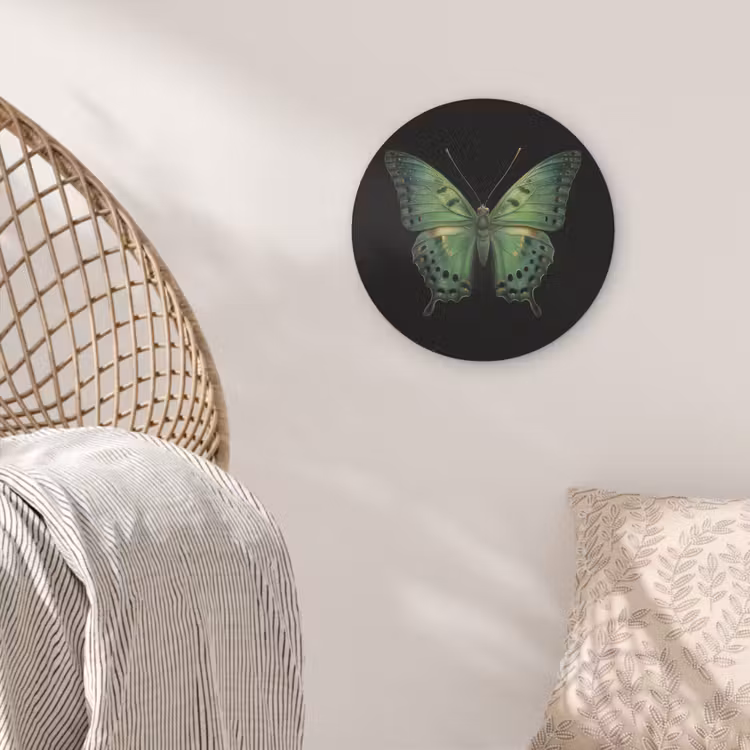 Vlinder - Groen - Diepte Akoestische PET Vilt - Rond klein -sfeer4