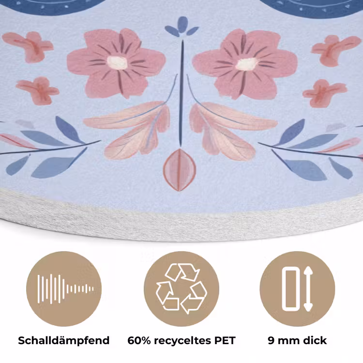 Vlinder - Lichtblauw - Sierlijk - Bloemen Akoestische PET Vilt - Rond klein -closeup_DE