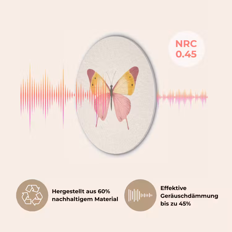Vlinder - Illustratie - Roze Akoestische PET Vilt - Rond klein -USP_DE