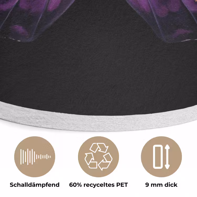 Vlinder - Paars - Levendig Akoestische PET Vilt - Rond klein -closeup_DE