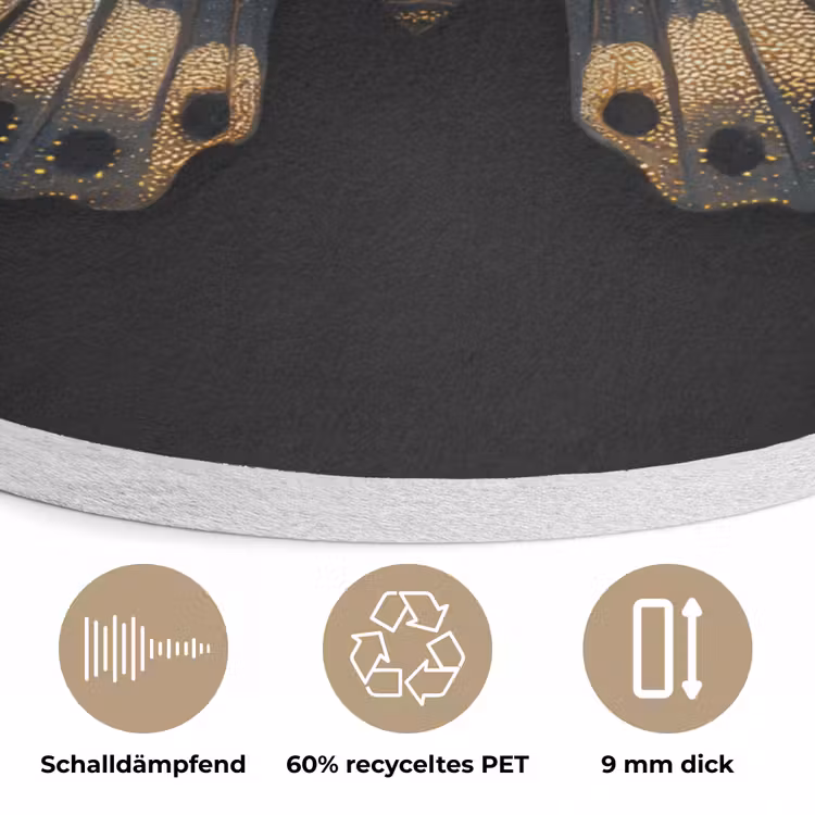 Vlinder - Metaalachtig - Geometrisch patroon Akoestische PET Vilt - Rond klein -closeup_DE
