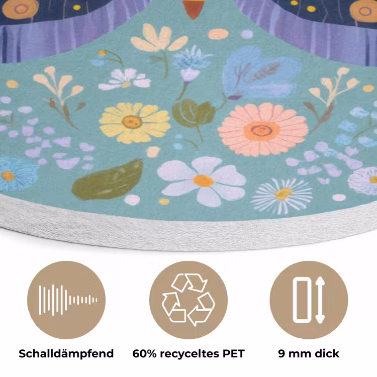 Vlinder - Sierlijk - Bloemen - Bladeren Akoestische PET Vilt - Rond klein -closeup_DE