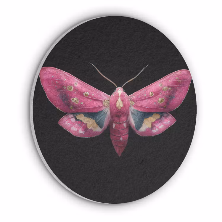 Vlinder - Roze - Nachtvlinder Akoestische PET Vilt - Rond klein -3d