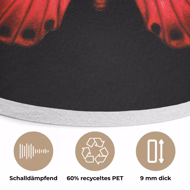 Vlinder - Rood - Contrast Akoestische PET Vilt - Rond klein -closeup_DE