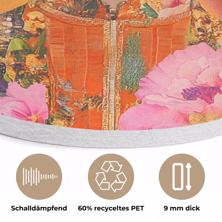 Vlinders - Vrouw - Zonnebril - Kleurrijk Akoestische PET Vilt - Rond klein -closeup_DE