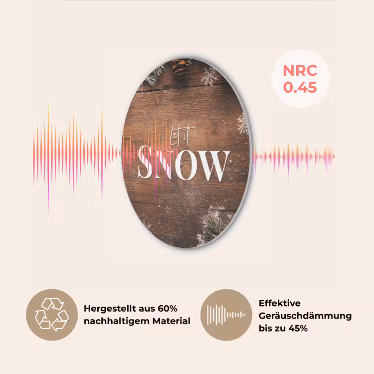 Sneeuw - Houtlook - Quote - Let it snow Akoestische PET Vilt - Rond klein -USP_DE
