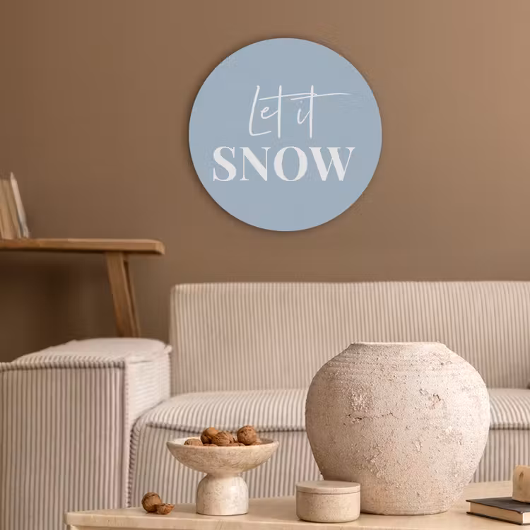 Sneeuw - Winter - Blauw - Let it snow Akoestische PET Vilt - Rond klein -sfeer1
