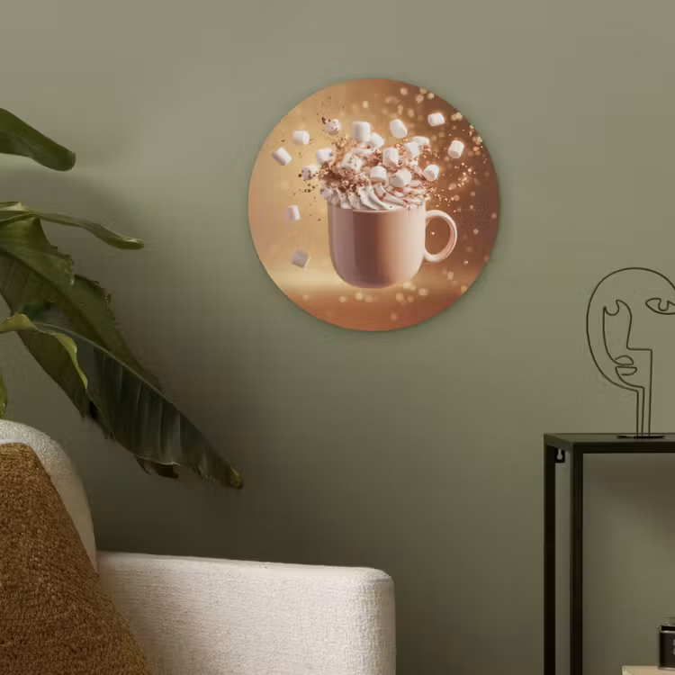 Chocomelk - Drinken - Warm - Bruin Akoestische PET Vilt - Rond klein -sfeer2