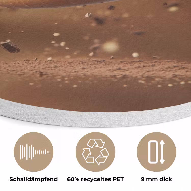 Chocolade - Macarons - Eten - Snoep Akoestische PET Vilt - Rond klein -closeup_DE
