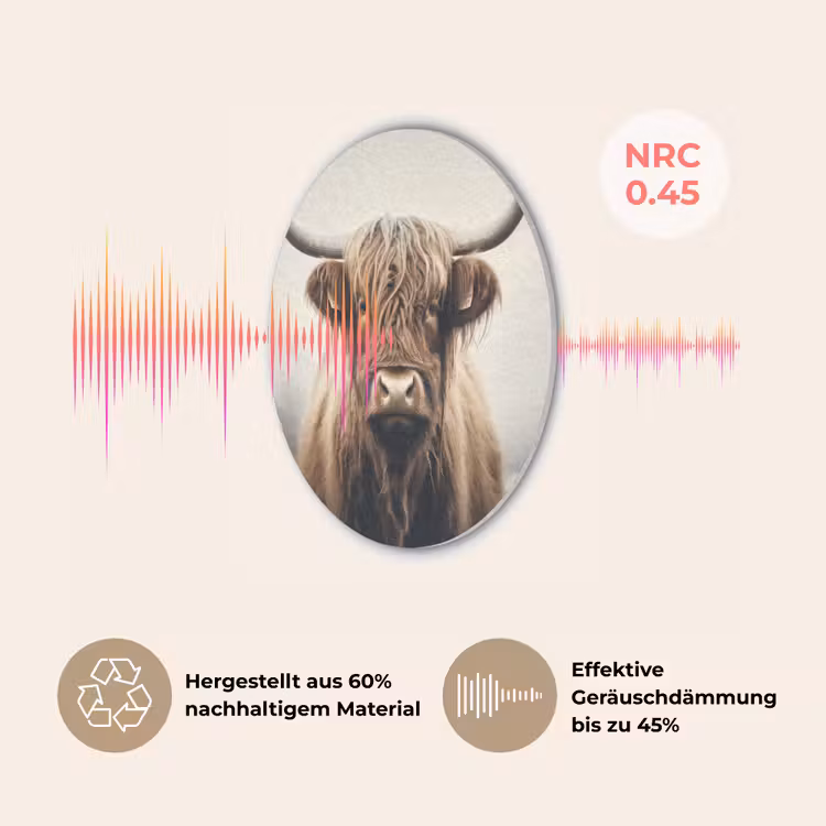 Schotse hooglander - Hoorns - Landschap Akoestische PET Vilt - Rond klein -USP_DE