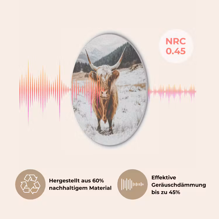 Schotse Hooglander - Landschap - Sneeuw - Bergen - Winter Akoestische PET Vilt - Rond klein -USP_DE