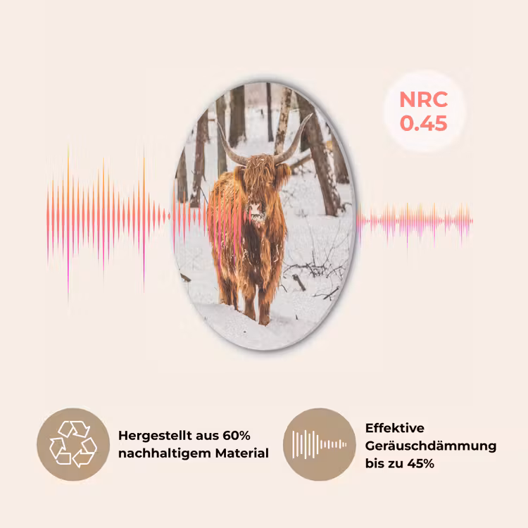 Schotse Hooglander - Sneeuw - Winter - Natuur - Dieren Akoestische PET Vilt - Rond klein -USP_DE