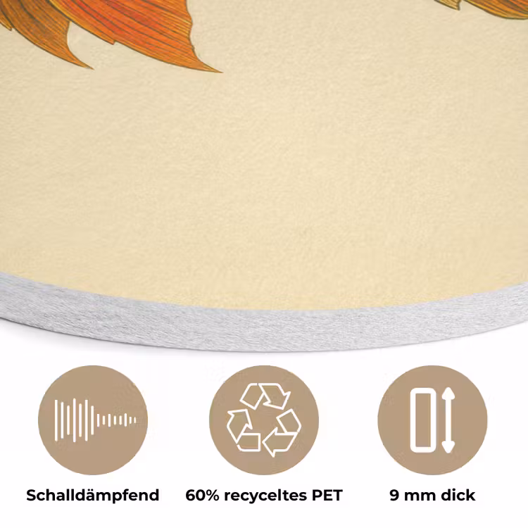 Schubben - Vis - Groen - Illustratie Akoestische PET Vilt - Rond klein -closeup_DE