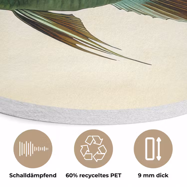 Schubben - Vis - Mint - Minimalistisch Akoestische PET Vilt - Rond klein -closeup_DE