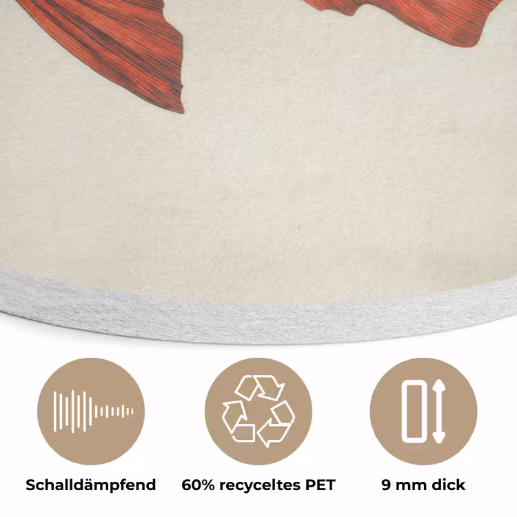 Schubben - Rood - Vis - Vinnen Akoestische PET Vilt - Rond klein -closeup_DE
