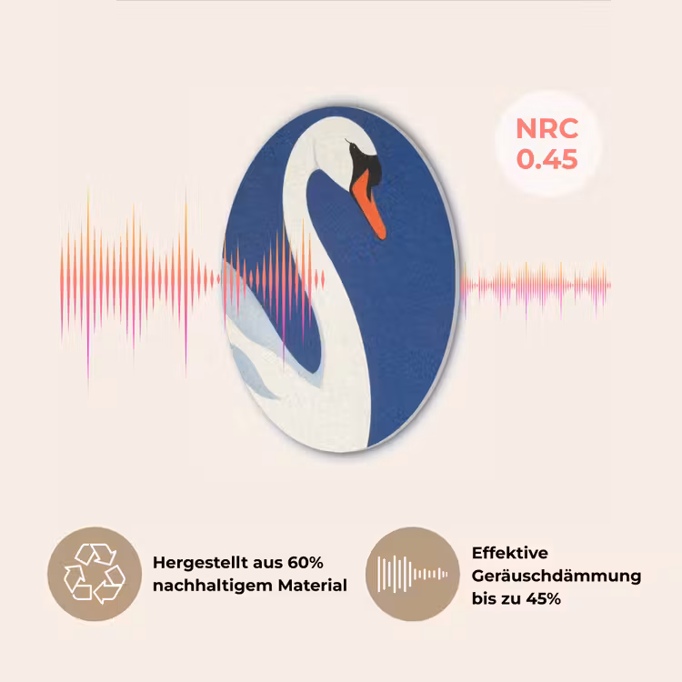 Zwaan - Wit - Snavel - Illustratie Akoestische PET Vilt - Rond klein -USP_DE