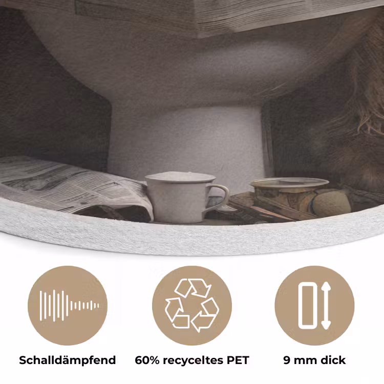 Schotse hooglander - Toilet - Krant - Badkamer Akoestische PET Vilt - Rond klein -closeup_DE