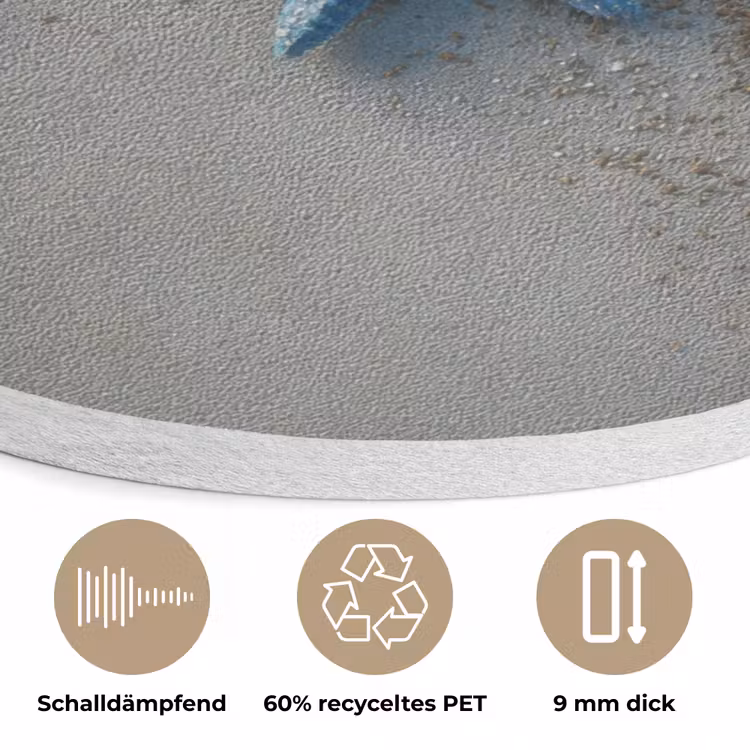 Zeesterren - Zand - Zee - Blauw Akoestische PET Vilt - Rond klein -closeup_DE