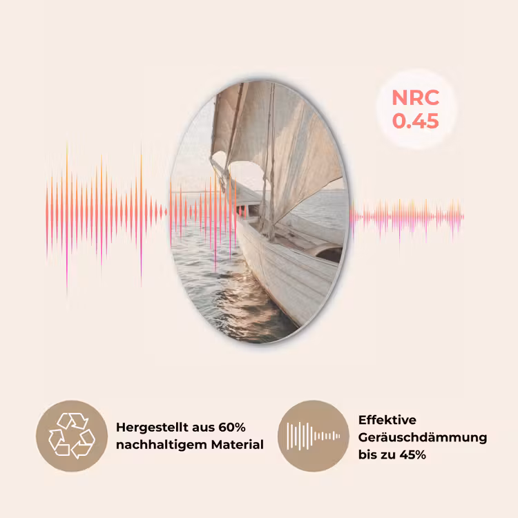 Zeilboot - Zee - Beige - Zon Akoestische PET Vilt - Rond klein -USP_DE