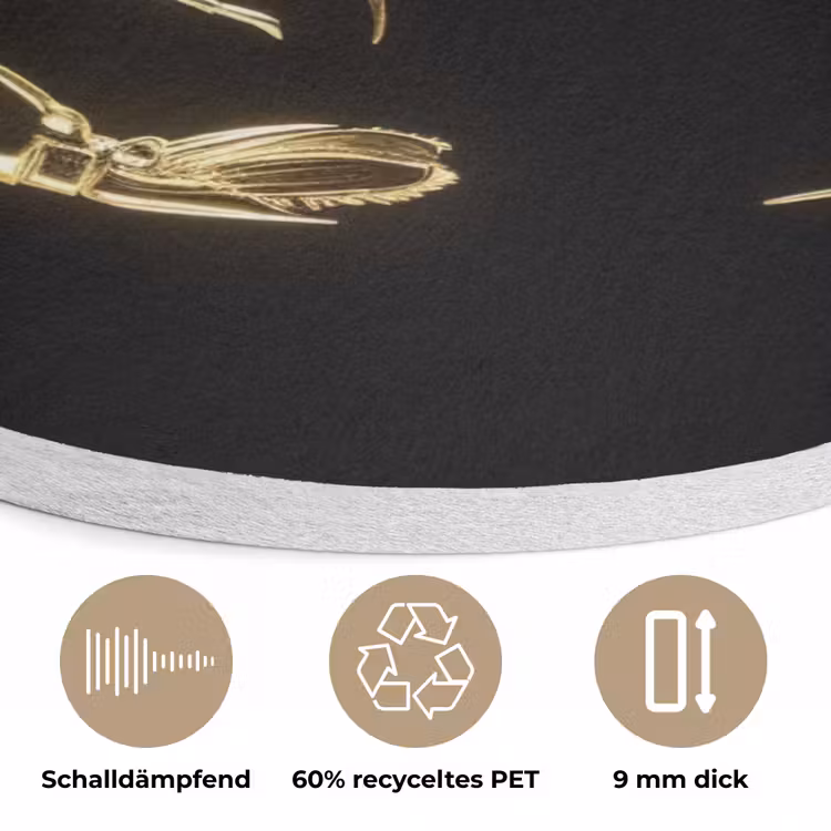 Garnalen - Zwart - Goud - Dieren Akoestische PET Vilt - Rond klein -closeup_DE