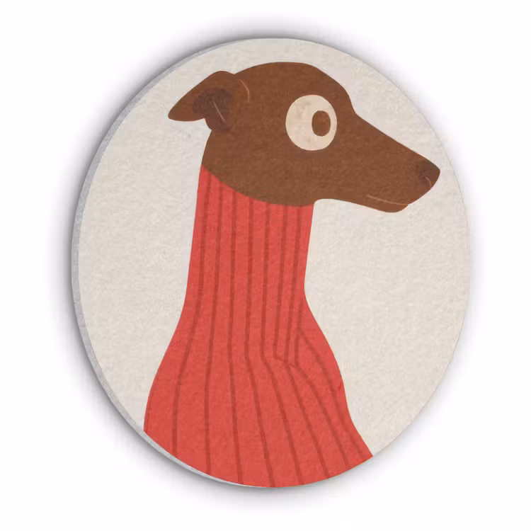 Silhouet - Hond - Trui - Rood Akoestische PET Vilt - Rond klein -3d