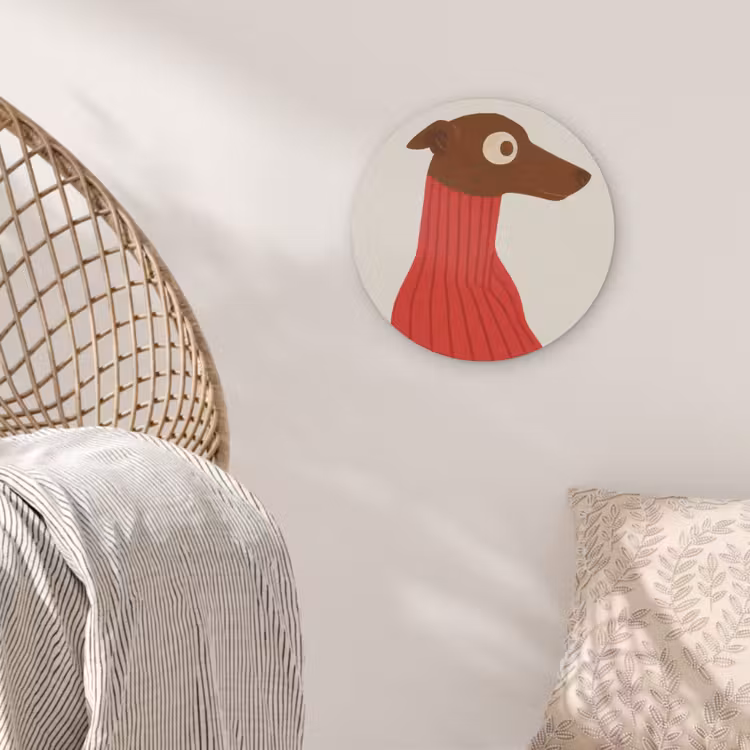 Silhouet - Hond - Trui - Rood Akoestische PET Vilt - Rond klein -sfeer4