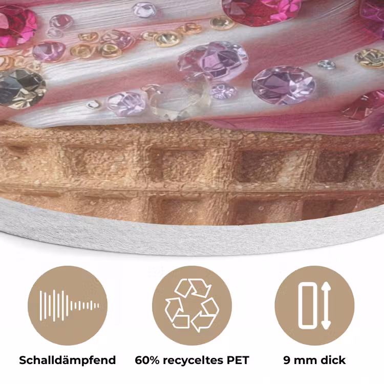 Softijs - Edelstenen - Roze - Hoorntje Akoestische PET Vilt - Rond klein -closeup_DE