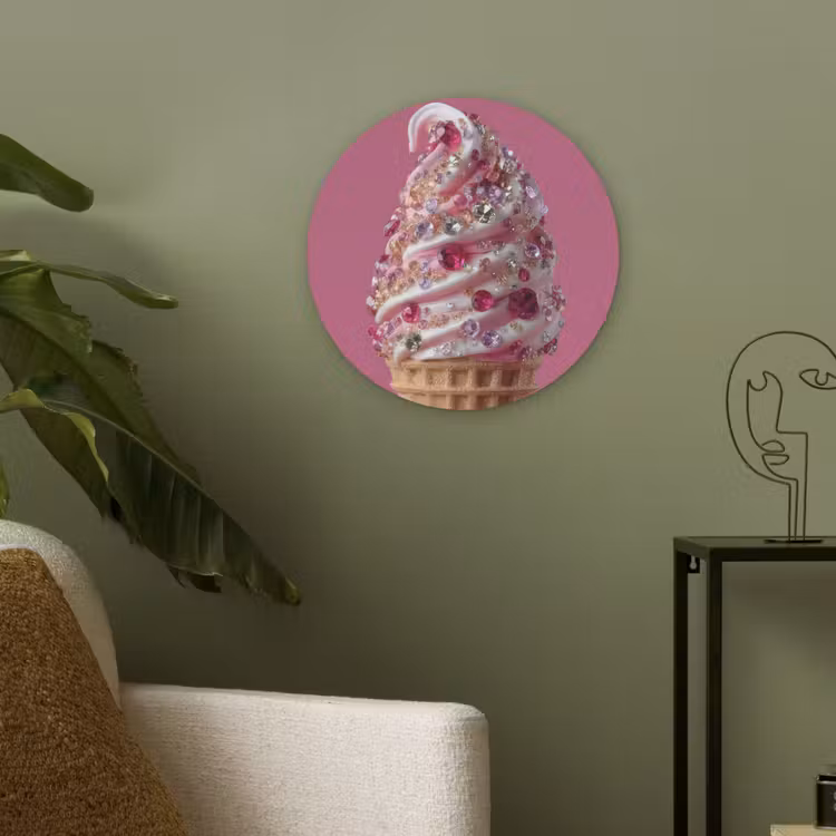 Softijs - Edelstenen - Roze - Hoorntje Akoestische PET Vilt - Rond klein -sfeer2