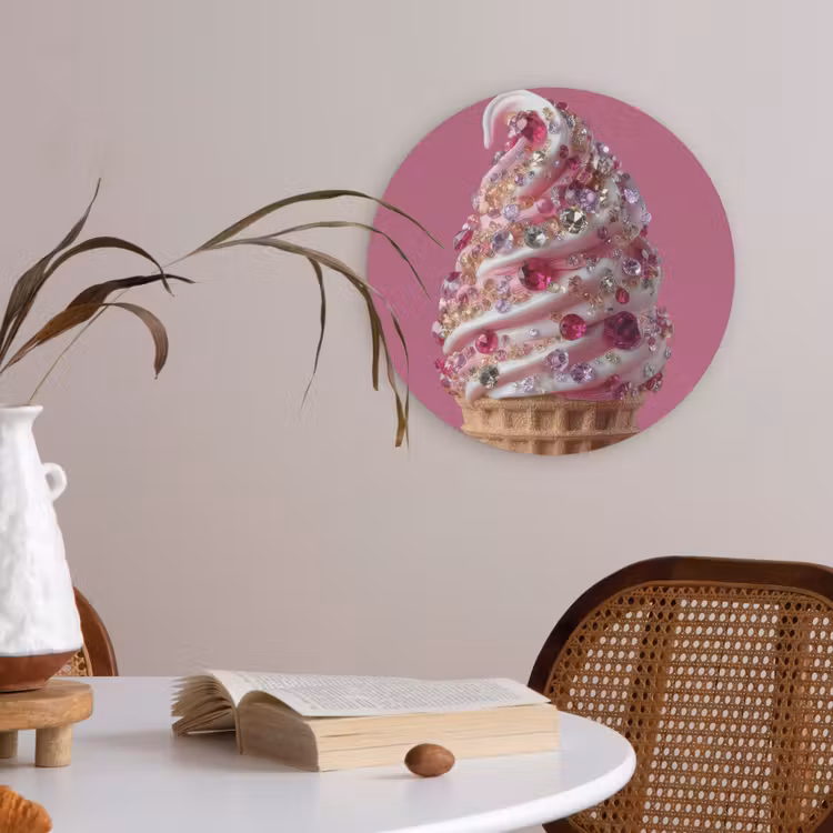 Softijs - Edelstenen - Roze - Hoorntje Akoestische PET Vilt - Rond klein -sfeer3