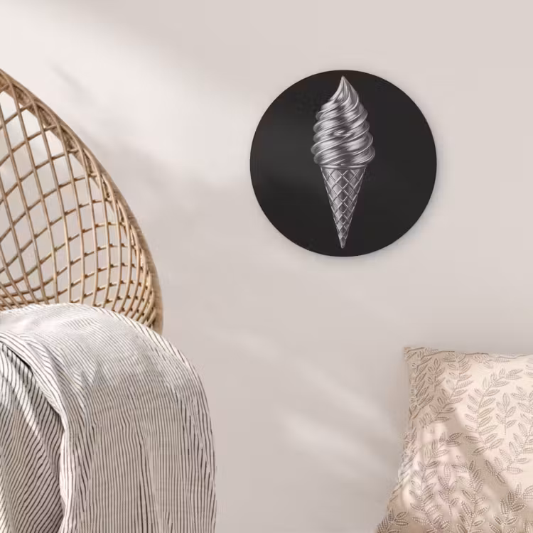 Softijs - Realistisch - Futuristisch Akoestische PET Vilt - Rond klein -sfeer4