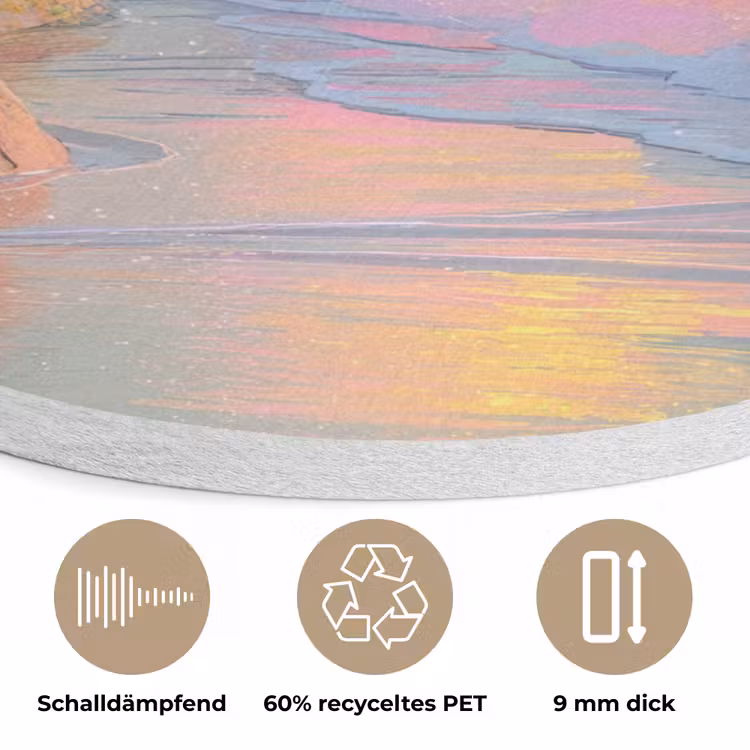 Zomerlicht - Strand - Fonkelende accenten Akoestische PET Vilt - Rond klein -closeup_DE