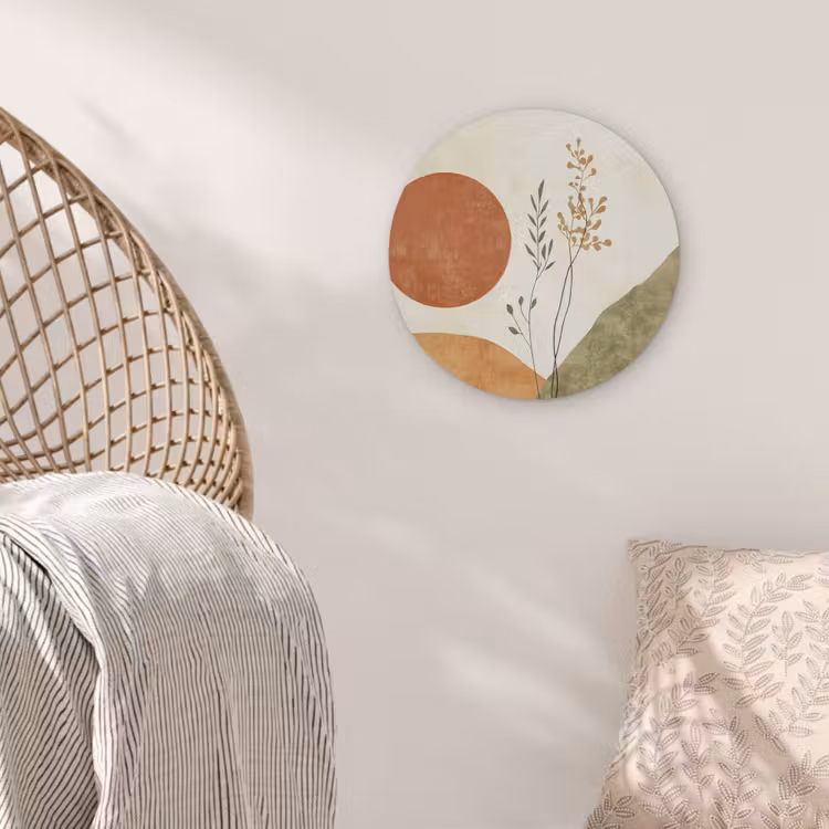 Zon - Abstract - Takken - Oranje Akoestische PET Vilt - Rond klein -sfeer4