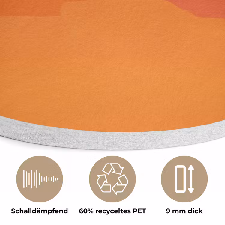 Zon - Abstract - Landschap - Oranje Akoestische PET Vilt - Rond klein -closeup_DE